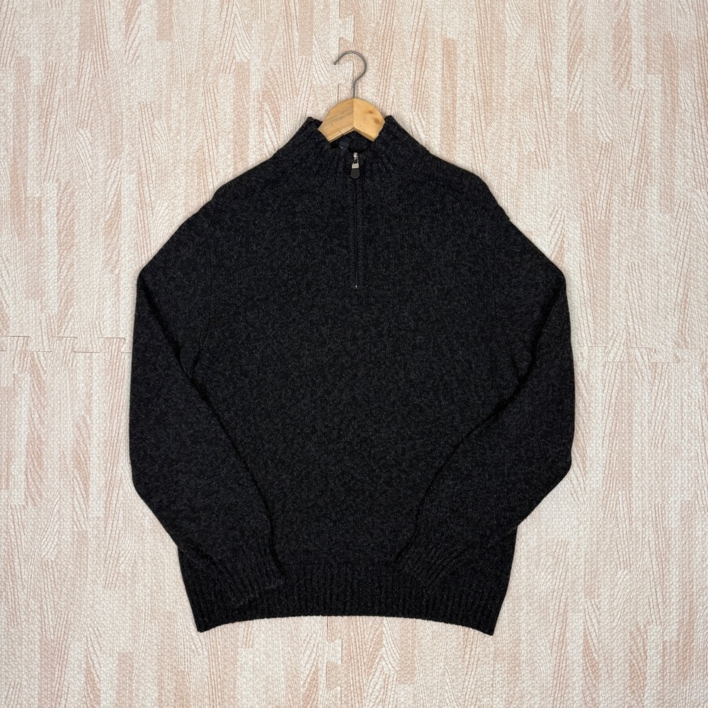 Giorgiolini Made in Italy 1/4 Zip Sweater Wool Cashmere Blend Black Mens Medium